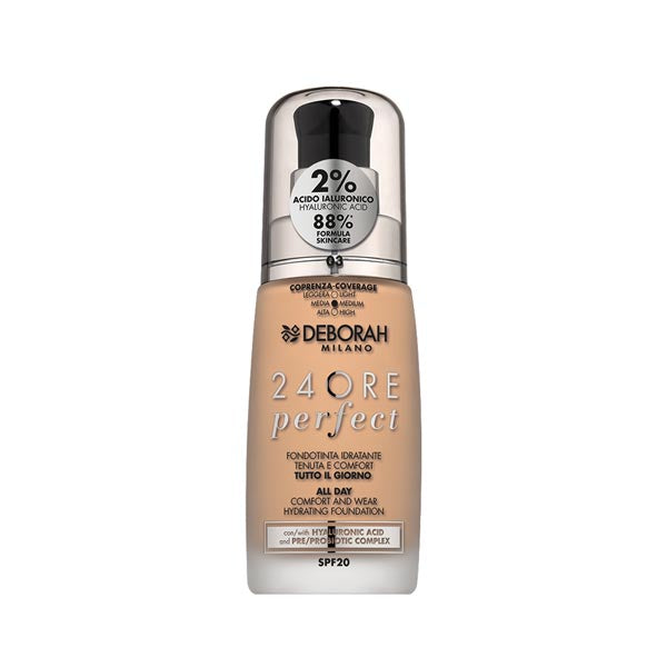 DEBORAH FONDOTINTA 24 ORE PERFECT ACIDO IALURONICO 03 - Tre Pi Profumerie