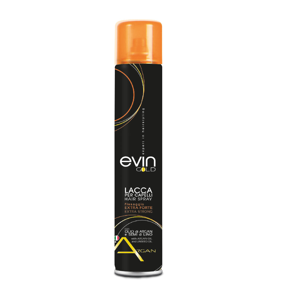 EVIN GOLD SPRAY POUR CHEVEUX TENUE EXTRA FORTE ARGAN ET GRAINES DE LIN