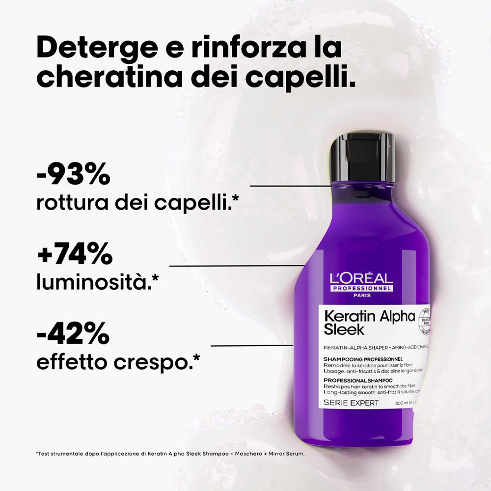 L'OREAL EXPERT KERATIN ALPHA SLEEK SHAMPOO 300ML CAPELLI LISCI
