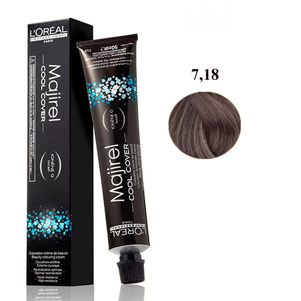 L'OREAL PROFESSIONNEL MAJIREL COOL COVER BIONDO CENERE MOKA 7.18 - Tre Pi Profumerie