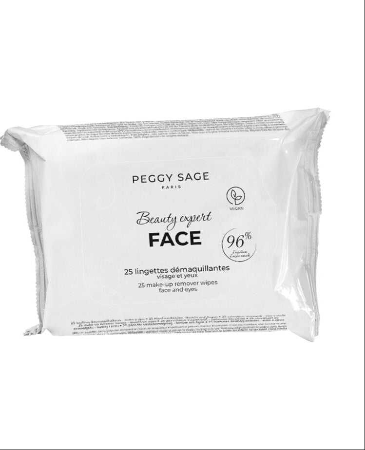 PEGGY SAGE FACE 25 FACE/EYE MAKE-UP REMOVER WIPES 400024