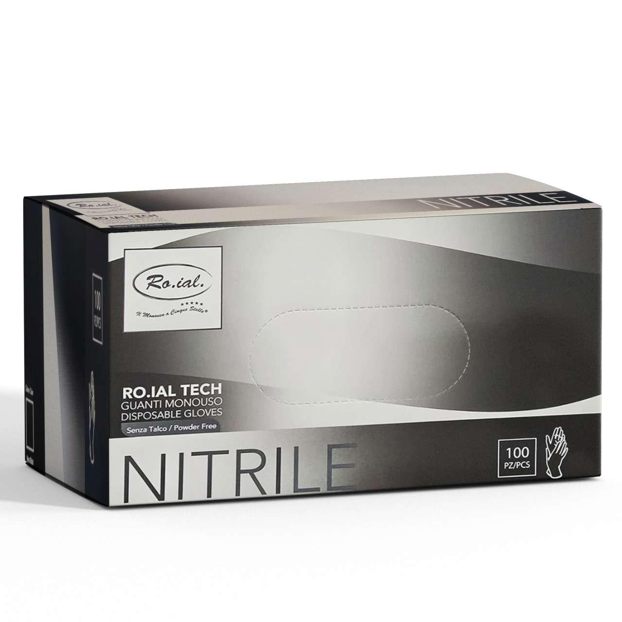 GANTS EN NITRILE JETABLES SANS TALC RO.IAL 100 PIÈCES TAILLE L